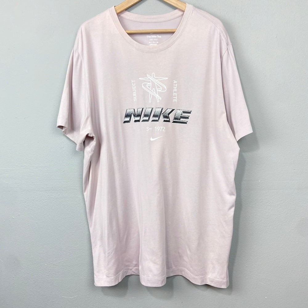 Nike Graphic T-Shirt Mens 2XL Lavender Dri-FIT Subject Athlete Workout Top FLAWS